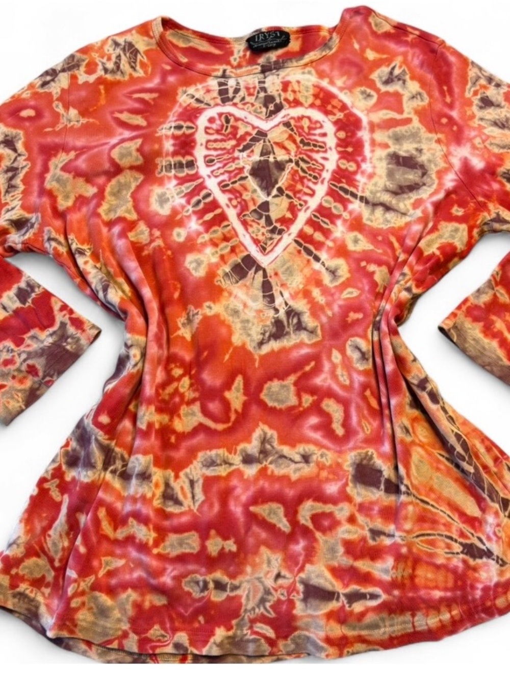 Tryst Red Tie-Dye Heart 3/4 Sleeve Tee